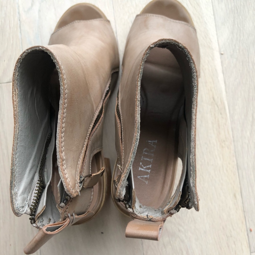 Akira Nude Open Toe Booties with Zippers - Picture 6 of 10